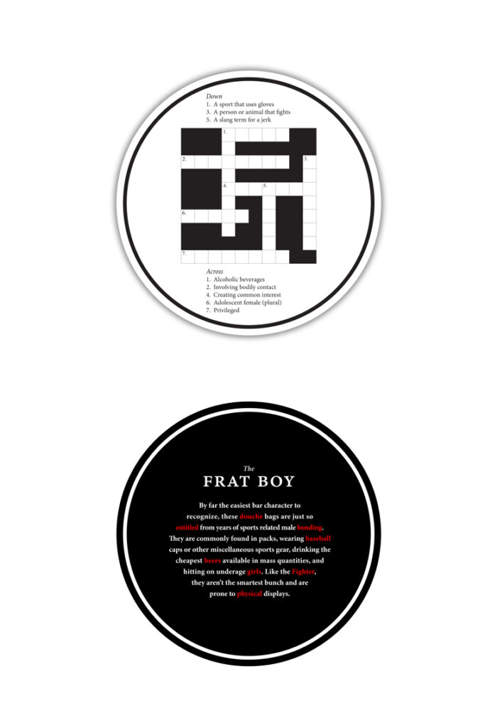 Bar Character Coasters - front & back
